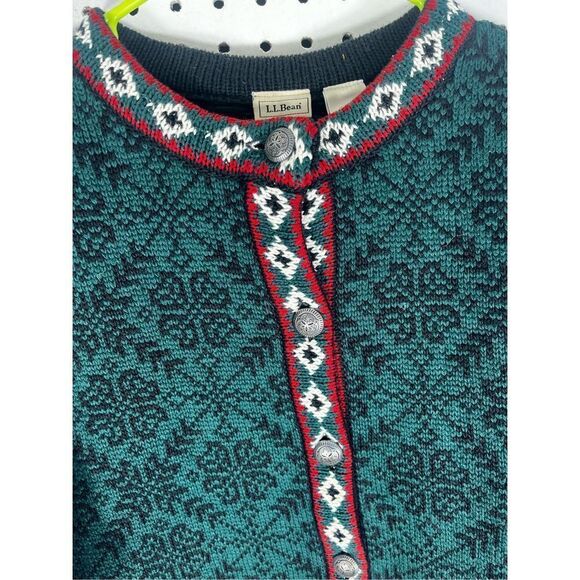 L.L Bean Fair Isle cardigan sweater - Picture 3 of 7